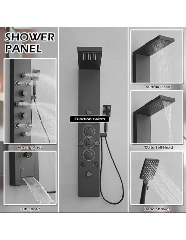 Panel de Ducha 6 en 1 BWE Acero Inoxidable Negro Mate