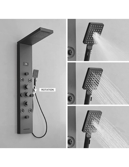 Panel de Ducha 6 en 1 BWE Acero Inoxidable Negro Mate