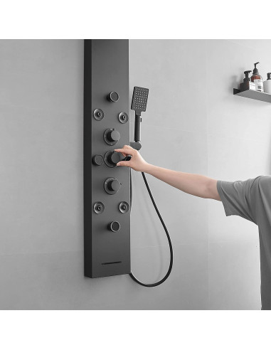 Panel de Ducha 6 en 1 BWE Acero Inoxidable Negro Mate