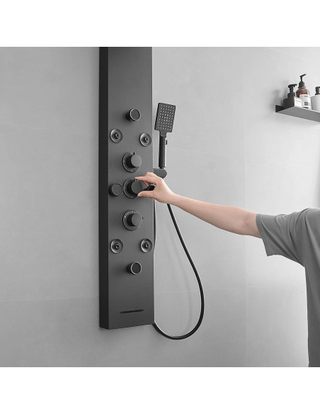 Panel de Ducha 6 en 1 BWE Acero Inoxidable Negro Mate