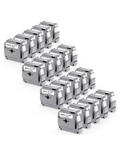Paquete de 20 Cintas de Etiqueta Labelife M-K231 12mm Negra Blanca