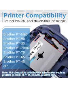 Paquete de 20 Cintas de Etiqueta Labelife M-K231 12mm Negra Blanca 2