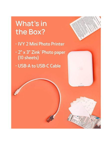 Impresora de Fotos Mini Canon IVY 2 - ZINK Adhesiva 110 Hojas