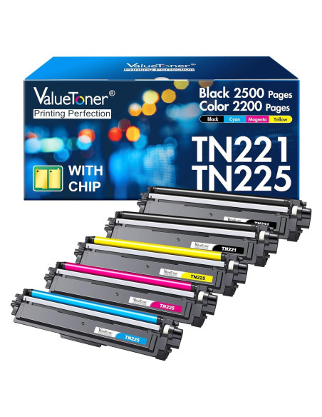 Cartuchos de Tóner Compatible Valuetoner TN221 TN225 - 5 Piezas