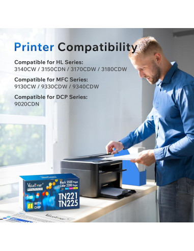Cartuchos de Tóner Compatible Valuetoner TN221 TN225 - 5 Piezas