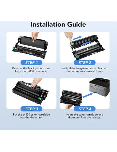 Unidad de Tambor DR830 Colorfly - Paquete de 2, Compatible con TN830