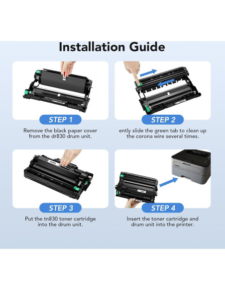 Unidad de Tambor DR830 Colorfly - Paquete de 2, Compatible con TN830