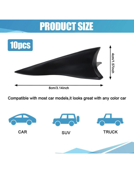 Juego de Difusores de Aleta de Tiburón RGOAANC ABS Negro 10PCS