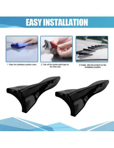 Juego de Difusores de Aleta de Tiburón RGOAANC ABS Negro 10PCS