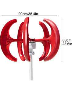 Generador Eólico Vertical Loyliawa 1000W 12V/24V Rojo 2