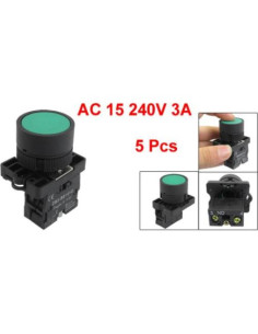 Interruptor de Botón Momentáneo Verde uxcell 600V 10A 5x22mm 2