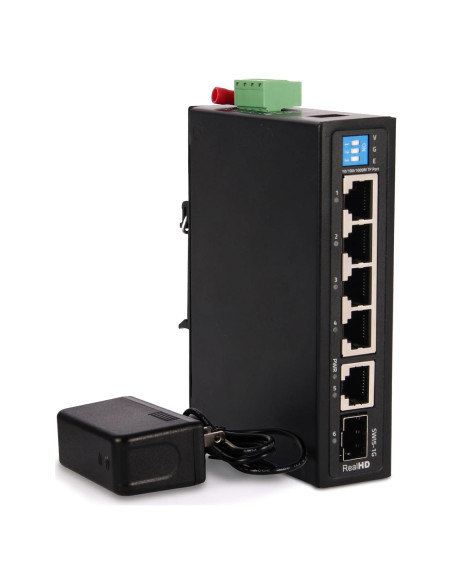 Conmutador Ethernet Industrial Real HD 6 Puertos 1000Mbps