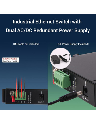 Conmutador Ethernet Industrial Real HD 6 Puertos 1000Mbps