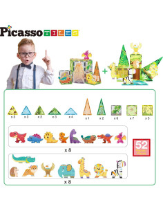 Juego de Bloques Magnéticos PicassoTiles Safari y Dinosaurios 2