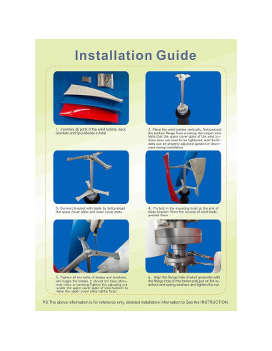 Generador de Turbina Eólica Aohuada 400W 12V/24V 3 Aspas