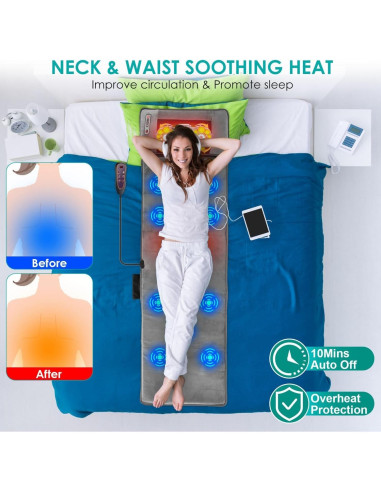 Alfombrilla de Masaje Completo TeqHome con Calor y 10 Motores