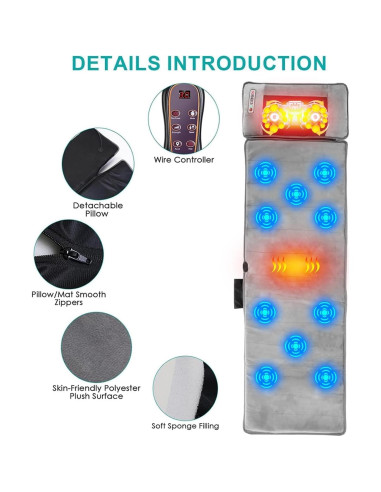 Alfombrilla de Masaje Completo TeqHome con Calor y 10 Motores