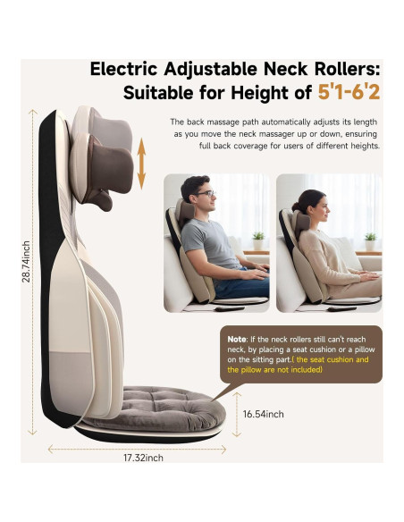 Almohadilla de Masaje Shiatsu Elite con Calor - 4D, Vibración, Compresión