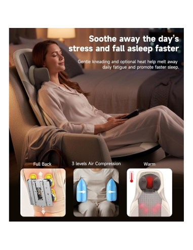 Almohadilla de Masaje Shiatsu Elite con Calor - 4D, Vibración, Compresión