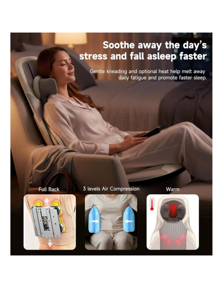 Almohadilla de Masaje Shiatsu Elite con Calor - 4D, Vibración, Compresión