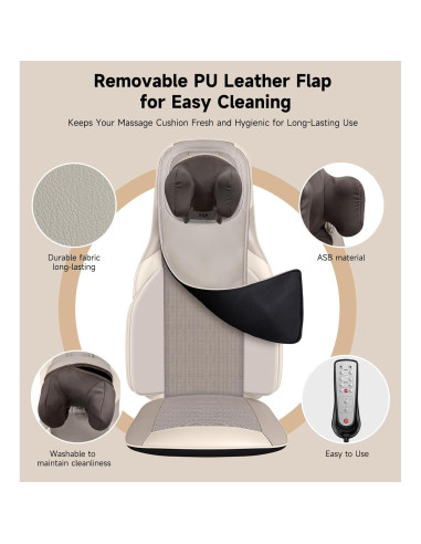 Almohadilla de Masaje Shiatsu Elite con Calor - 4D, Vibración, Compresión