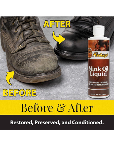 Aceite de Mink Líquido Fiebing 236.6 ml - Acondicionador y Limpiador de Cuero