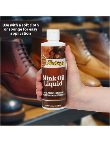 Aceite de Mink Líquido Fiebing 236.6 ml - Acondicionador y Limpiador de Cuero