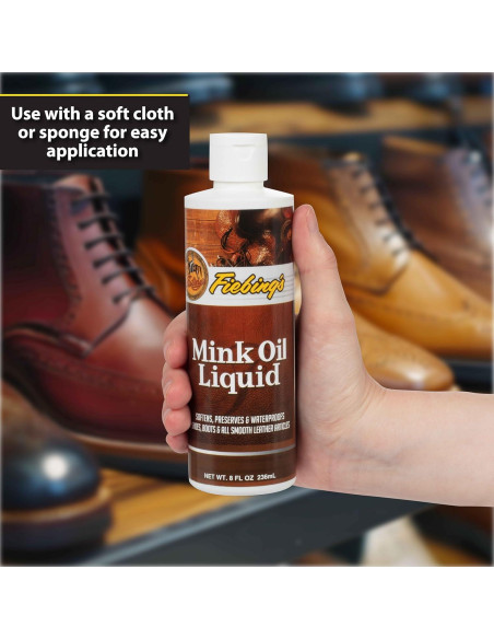 Aceite de Mink Líquido Fiebing 236.6 ml - Acondicionador y Limpiador de Cuero