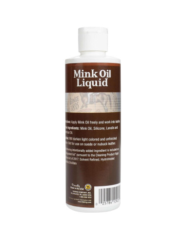 Aceite de Mink Líquido Fiebing 236.6 ml - Acondicionador y Limpiador de Cuero