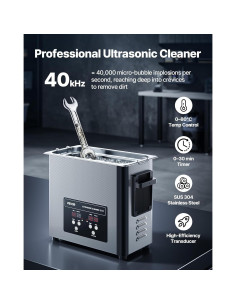 Limpiador Ultrasónico VEVOR 6L Acero Inoxidable 120W 40kHz 2