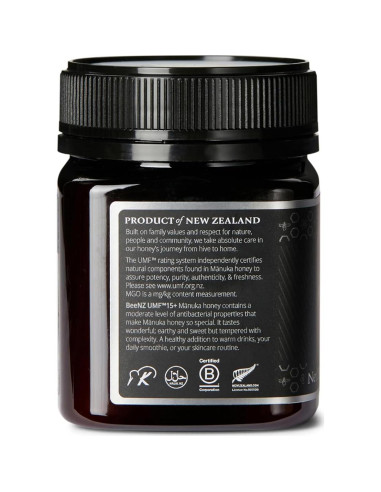 Miel de Manuka Cruda BeeNZ UMF 15+ 250g - Superalimento Natural