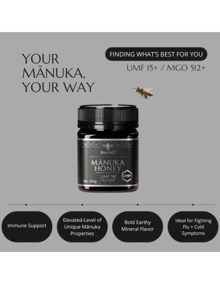 Miel de Manuka Cruda BeeNZ UMF 15+ 250g - Superalimento Natural