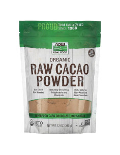 Polvo de Cacao Crudo Orgánico NOW Foods 340g Sabor Rico