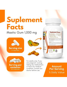 Cápsulas de Goma Mástica Logic Nutra 1000mg - 120 Unidades 2