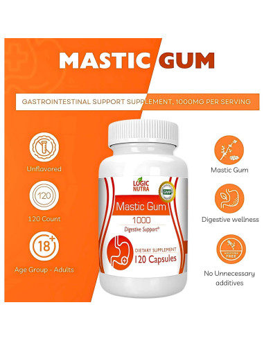 Cápsulas de Goma Mástica Logic Nutra 1000mg - 120 Unidades