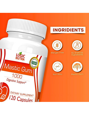 Cápsulas de Goma Mástica Logic Nutra 1000mg - 120 Unidades