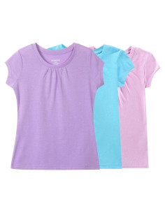Camisetas de Manga Corta para Niñas Bienzoe - Paquete de 3, Secado Rápido, 7-8 Años