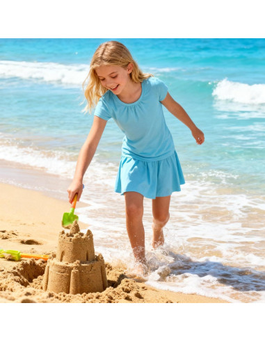 Camisetas de Manga Corta para Niñas Bienzoe - Paquete de 3, Secado Rápido, 7-8 Años