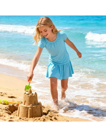 Camisetas de Manga Corta para Niñas Bienzoe - Paquete de 3, Secado Rápido, 7-8 Años