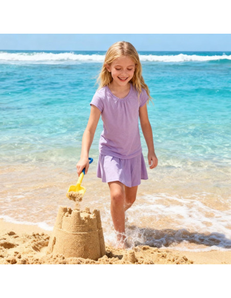 Camisetas de Manga Corta para Niñas Bienzoe - Paquete de 3, Secado Rápido, 7-8 Años