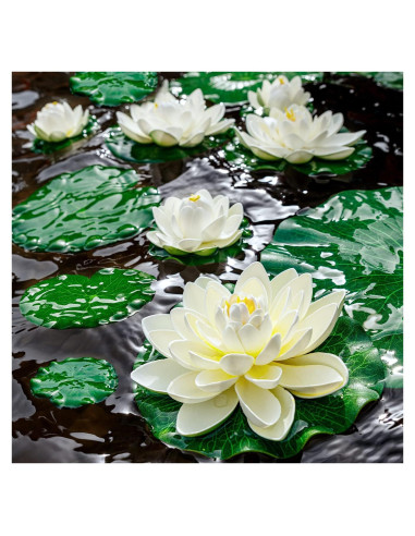 Almohadillas de Lirio Artificial FFNIU 9 Piezas para Estanques