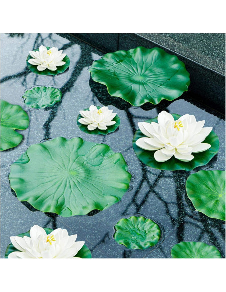 Almohadillas de Lirio Artificial FFNIU 9 Piezas para Estanques
