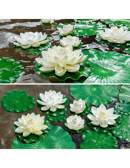 Almohadillas de Lirio Artificial FFNIU 9 Piezas para Estanques