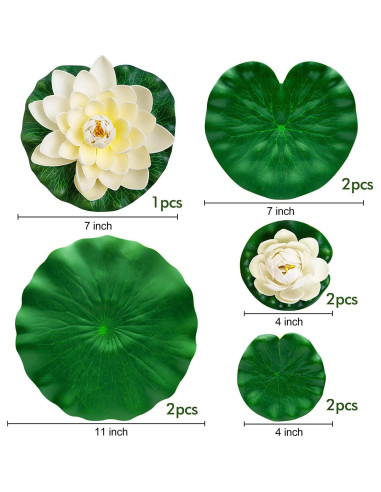 Almohadillas de Lirio Artificial FFNIU 9 Piezas para Estanques