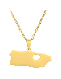 Colgante de Mapa de Puerto Rico Pregeckit - Acero Inoxidable 50cm