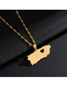 Colgante de Mapa de Puerto Rico Pregeckit - Acero Inoxidable 50cm 2