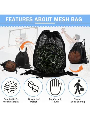 Bolsa de Deporte KAEGREEL Malla Negra 44x39 cm para Gimnasio