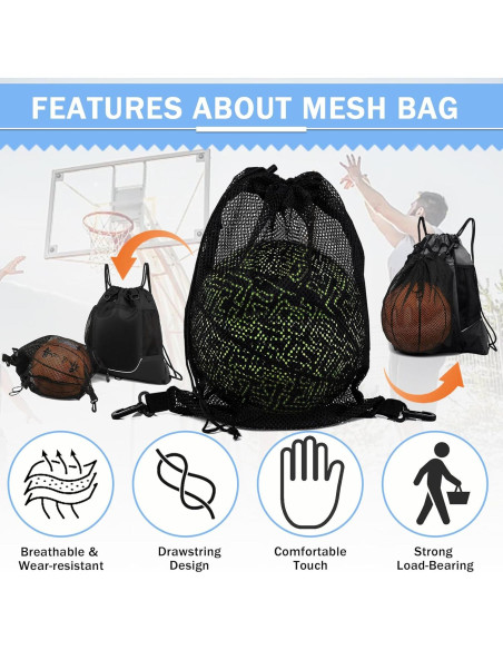 Bolsa de Deporte KAEGREEL Malla Negra 44x39 cm para Gimnasio