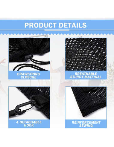 Bolsa de Deporte KAEGREEL Malla Negra 44x39 cm para Gimnasio
