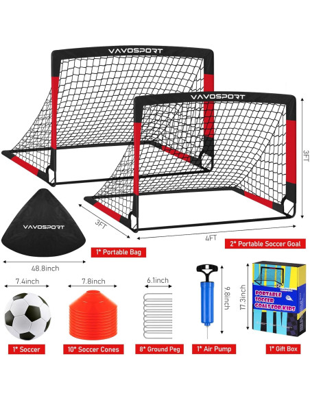 Porterías de Fútbol VAVOSPORT 4x3 para Niños - Set Completo